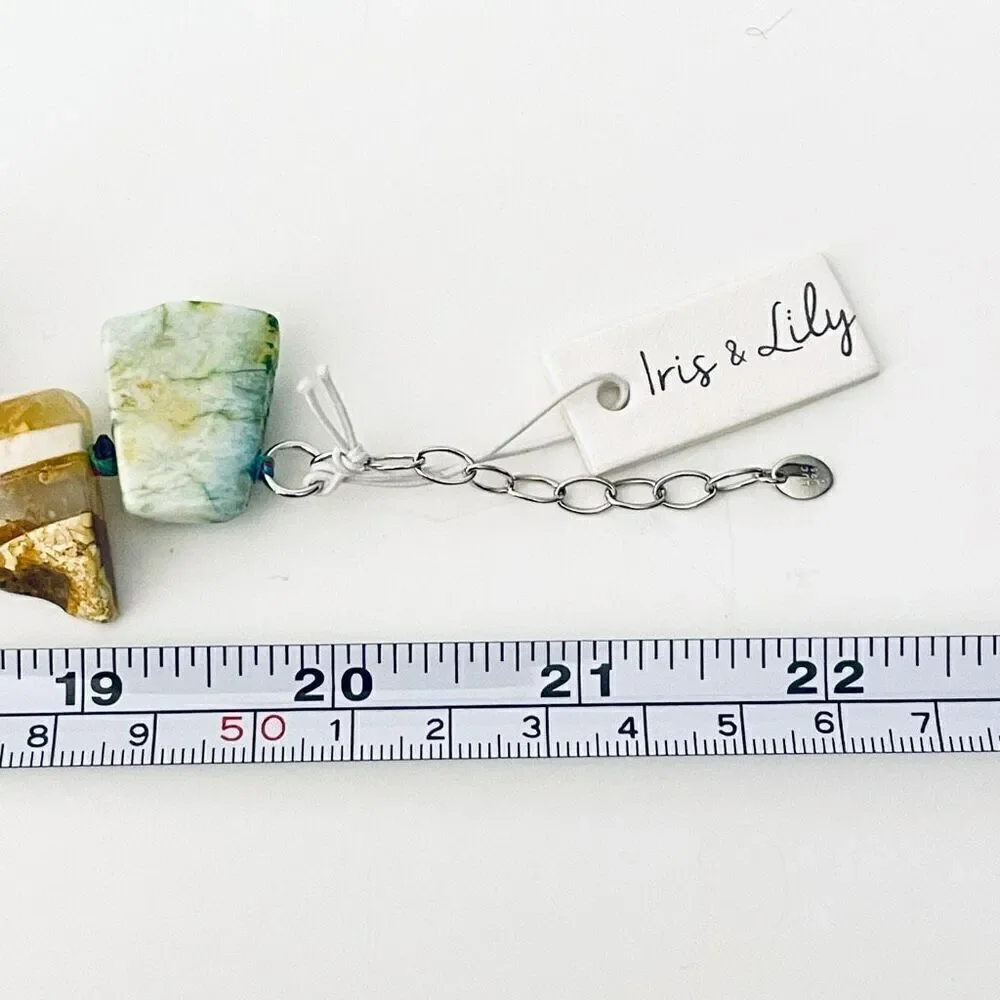 NWT Iris & Lily Gorgeous Colorful sterling silver genuine Agate gemstone Necklac